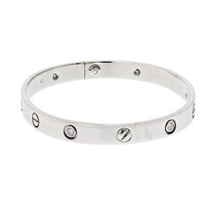 Cartier 18K White Gold Love 6 Diamond Bangle Size 18 Circa 1998 Bracelet